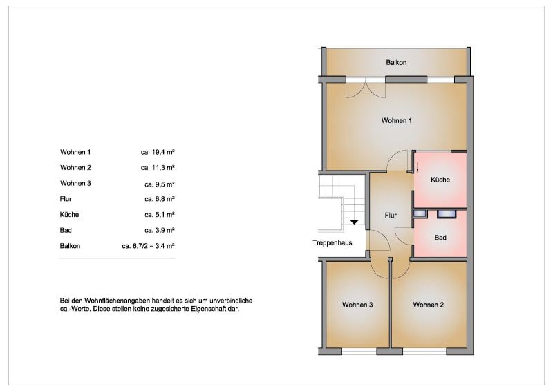 Renovierte, sofort beziehbare 3-Raum-Wohnung in Nord